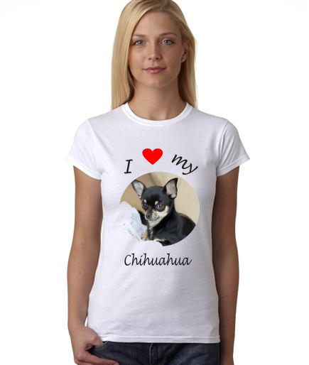Dogs - I Heart My Chihuahua on Womans Shirt